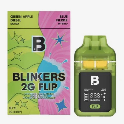Blinkers Flip 2 Gram Disposable 90% THC (Green Apple Diesel & Blue Nerds) sativa/hybrid