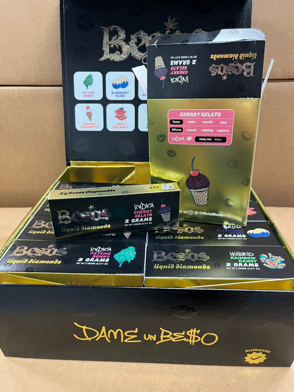 Besos 2 Gram Liquid Diamonds Disposable vape  (Cherry Gelato) Indica