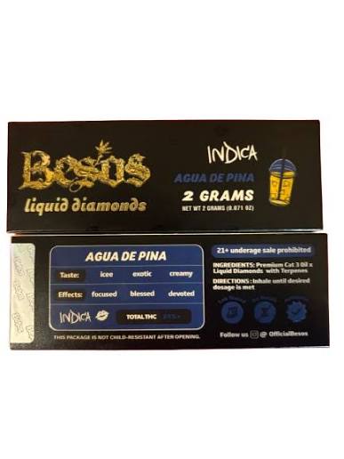 Alternative view of Besos 2 Gram Liquid Diamond Disposable vape (Agua de Fresca) Indica